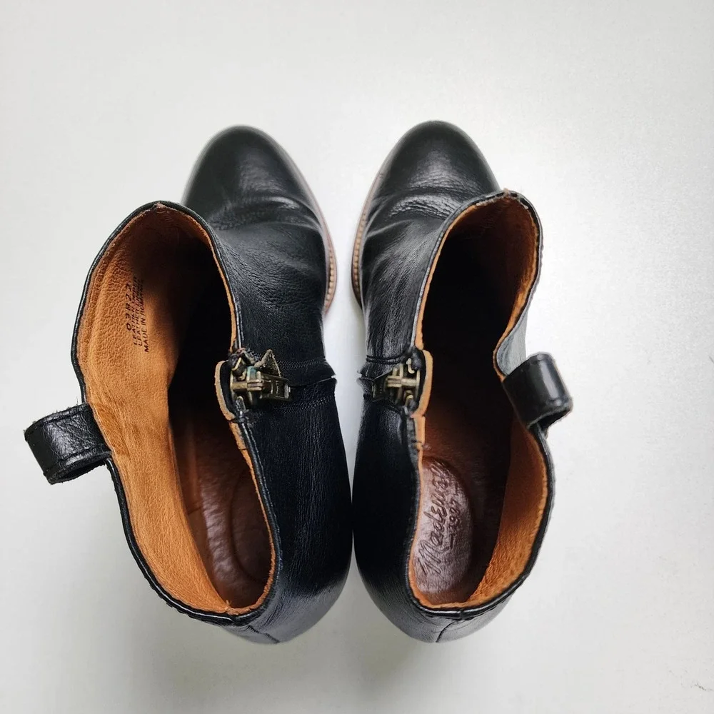 Madewell Womens The Billie Ankle Booties Size 9 Black Leather Side Zip Heel